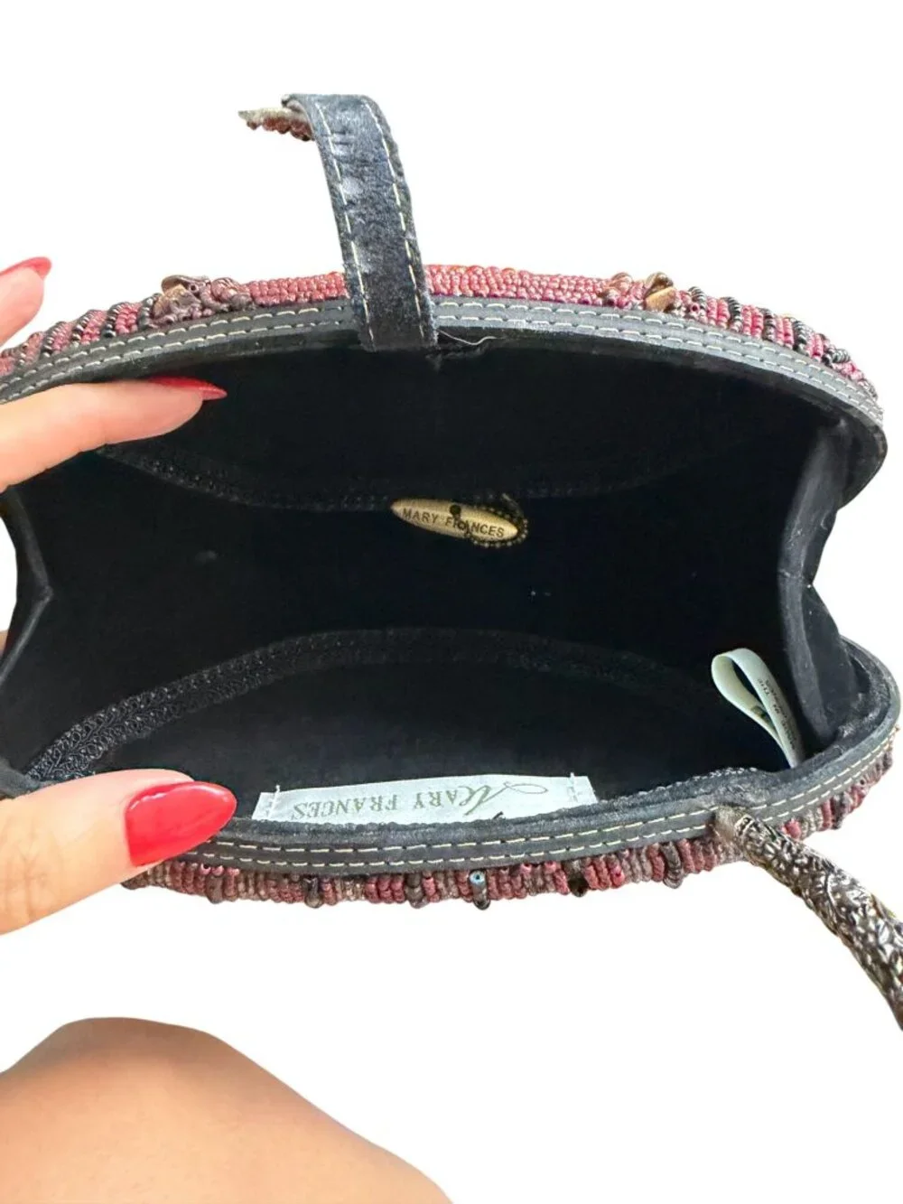 MARY FRANCES Beaded Top Handle Evening Bag